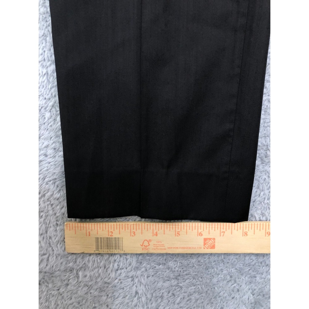 Ermenegildo Zegna Pants Mens 33x28 (Tag 34R) Black Wool Silk Flat Front Trousers - Picture 6 of 8